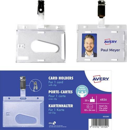 Avery Zweckform 4826 Ausweistasche transparent aus Kunststoff, 25 Stück, B: 85 mm, H: 54 mm - Bild 1