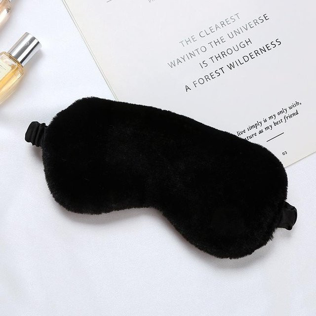 jinmeige Schlafmaske Plüsch, schwarz, 20x10cm, Unisex - Bild 1