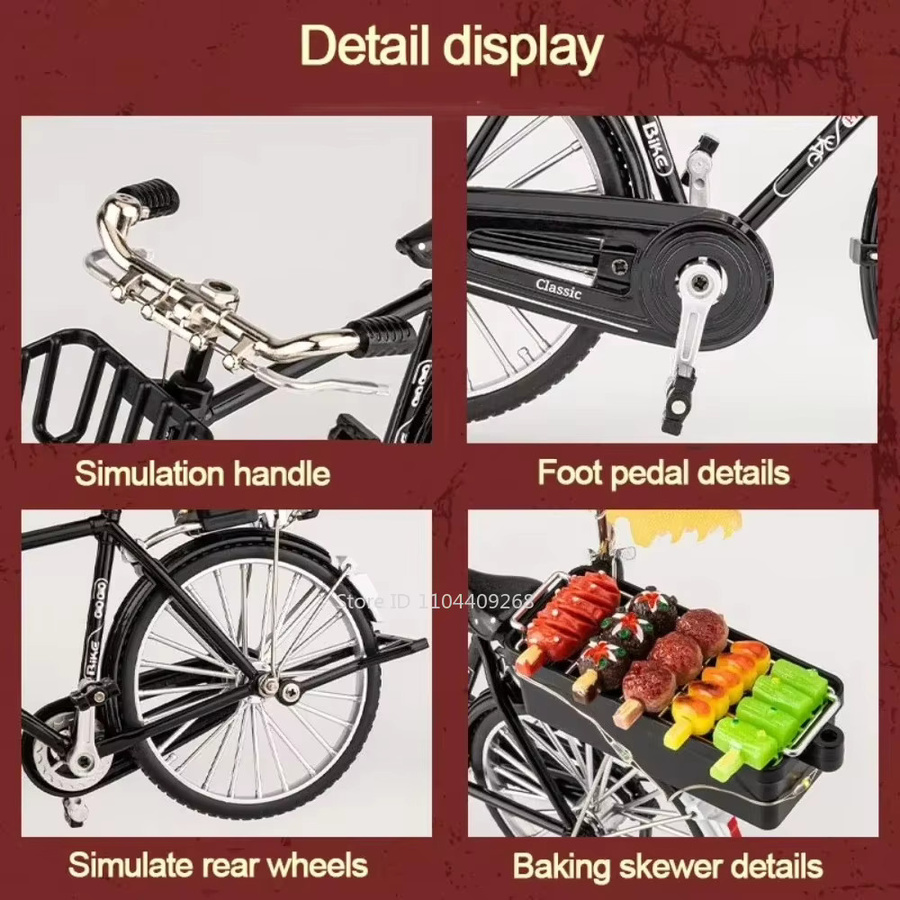 HAOCHI Grillwagen Mountainbike Modell, Spielzeugauto, 1:8, Metall, Schwarz - Bild 2