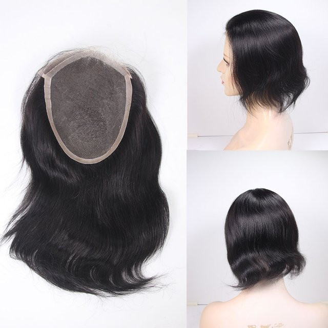 eseewigs Herrenperücke, Remy-Echthaar, Schweizer Spitze, Schwarz, Unisex - Bild 1