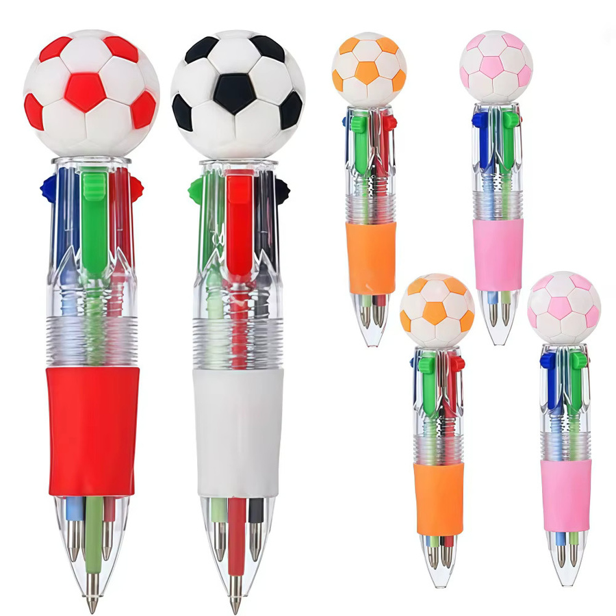 Kreative vierfarbige Kugelschreiber mit Fußball-Motiv in Multicolour für Schulanfang und Feiern - Bild 4