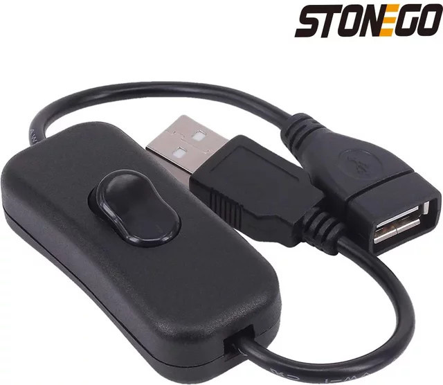 STONEGO USB-C Verlängerungskabel mit Schalterknopf, 30 cm, Schwarz - Bild 1