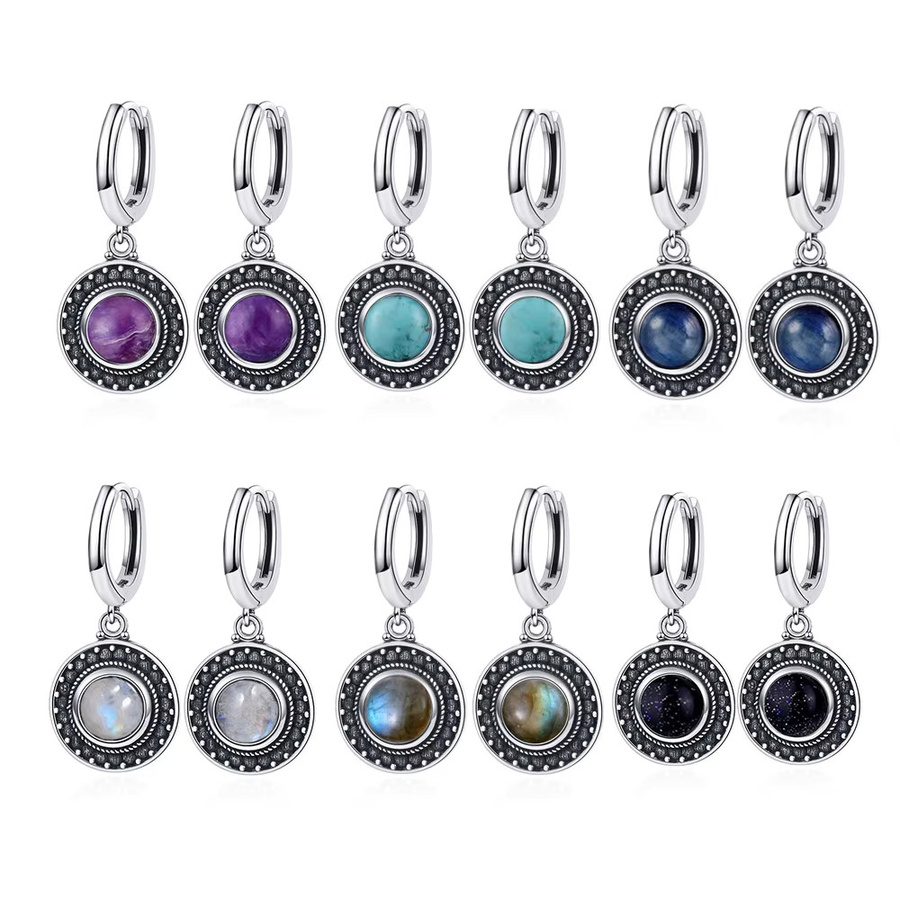 QIBAOKU Ohrringe, Kyanit, S925-Silber, Sonnenblumenform, Damen - Bild 2