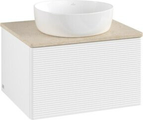 V&B Waschtischunterschrank Antao mit Frontstruktur und Beleuchtung in Weiß, B/T/H: 60 x 36 x 50 cm - Bild 1