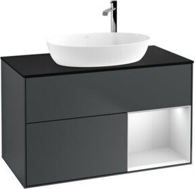 V&B Waschtischunterschrank Finion 100 in Weiß und Blau lackiert, Breite: 100 cm, Tiefe: 50,1 cm, Höhe: 50,1 cm - Bild 1