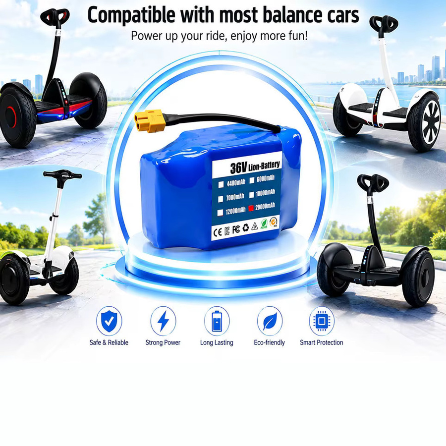 Ddadache Lithium-Ionen-Akku 36V 20000mAh in Blau für elektrische selbstbalancierende Scooter, Hoverboard und Einrad (10S2P) - Bild 2