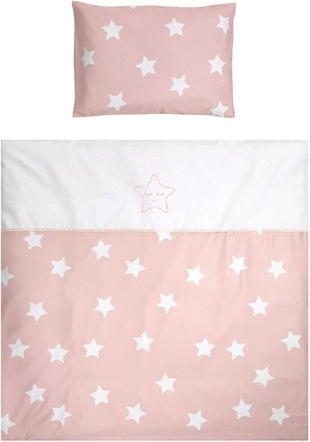 Lorelli Baby-Bettwäsche Set First Dreams 7-teilig mit Decke, Kissen und Laken in Rosa mit Sternen und Himmel - Bild 1