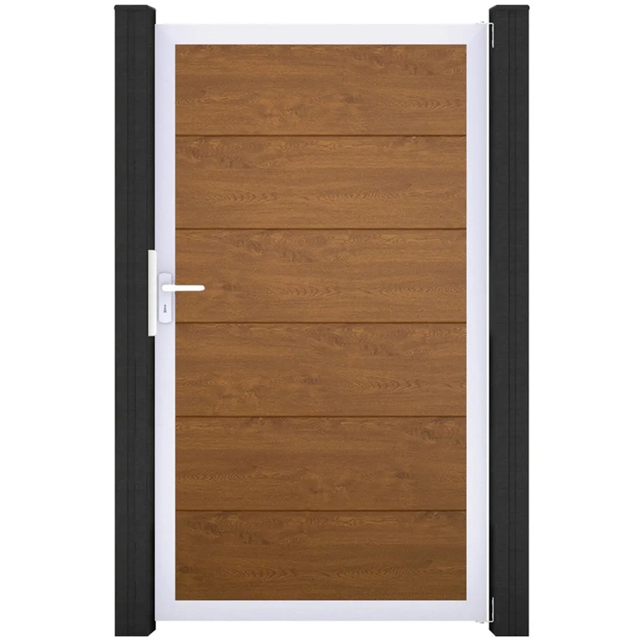 GroJa Steckzaun Tor BasicLine Universal-DIN EV1 einflügelig in Golden Oak - Bild 2