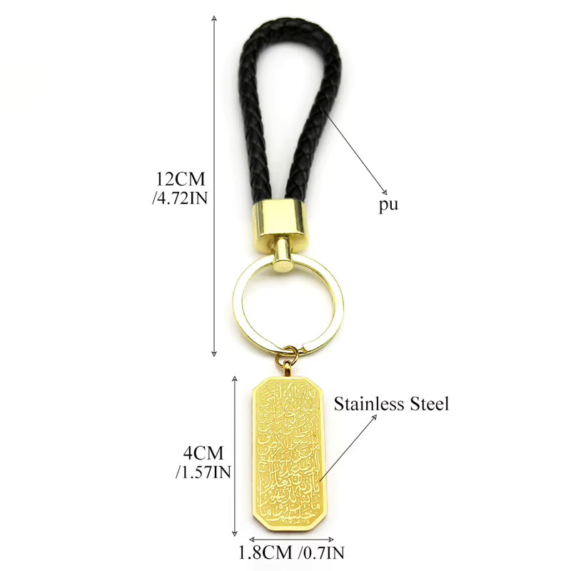 AFAWA Schlüsselanhänger Edelstahl, Gold Farbe, PU Leder, Unisex - Bild 3