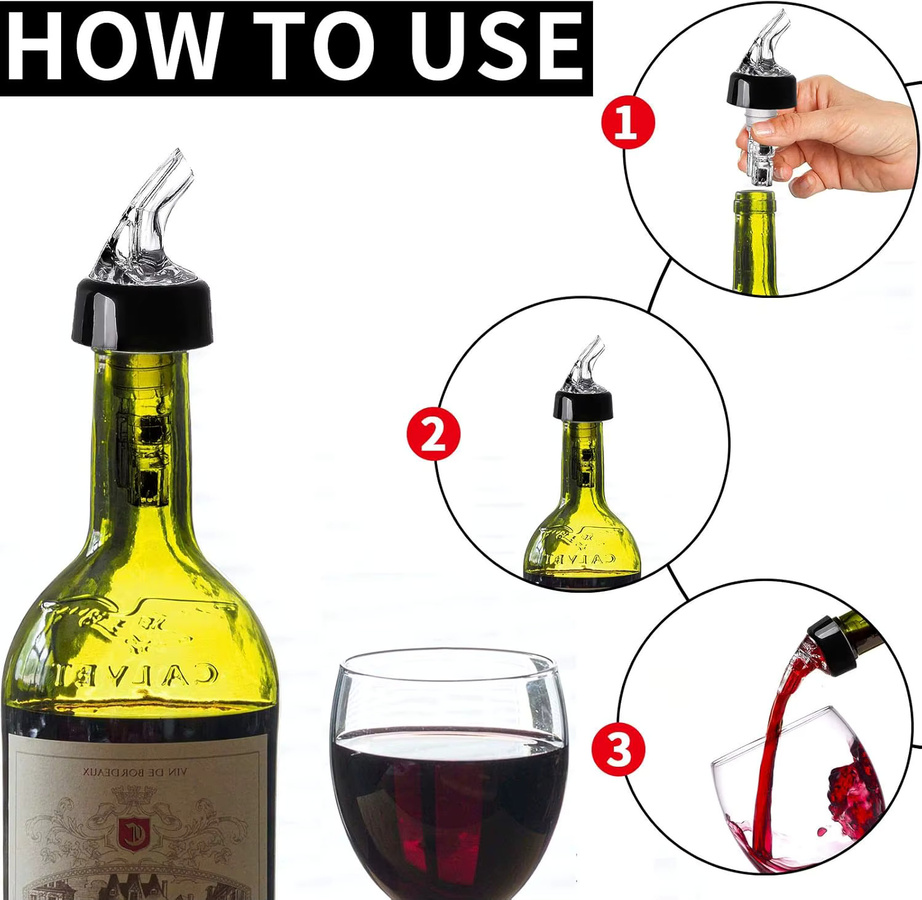 3 Stück bedruckte Messflaschen-Ausgießer für Spirituosen, Wein und Cocktails mit 60 ml Markierung - Bild 4