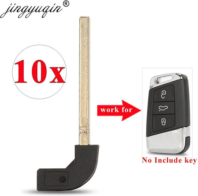 Jingyuqin 10er Set Smart Notfall Einsatz Auto Schlüssel Klinge in Silber für Volkswagen VW Atlas Teramont Passat B8 Magotan B5 und Skoda A7 Variante - Bild 1