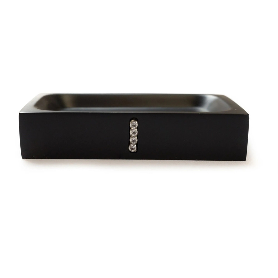 Bagnoxx Seifenschale mit Dekosteinen in Schwarz, B/T/H: 11,2 x 7,5 x 2,3 cm - Bild 2