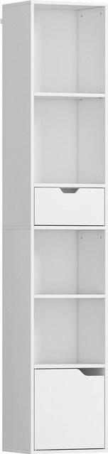 HOMCOM Bücherregal mit 6 Ebenen und Schublade in Weiß, verstellbares Standregal mit Schranktür für Wohnzimmer, Homeoffice oder Schlafzimmer, B/T/H: 30 x 24 x 158 cm - Bild 1