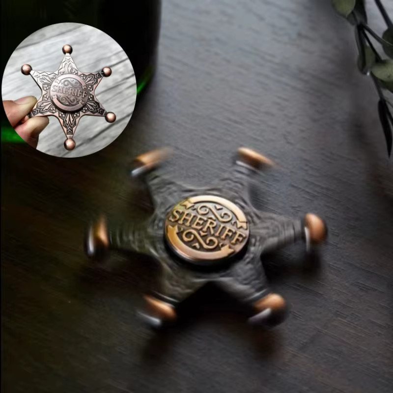 Meade Sechseckiger Sheriff Fidget Spinner, Metall, rotierendes Gyroskop - Bild 2