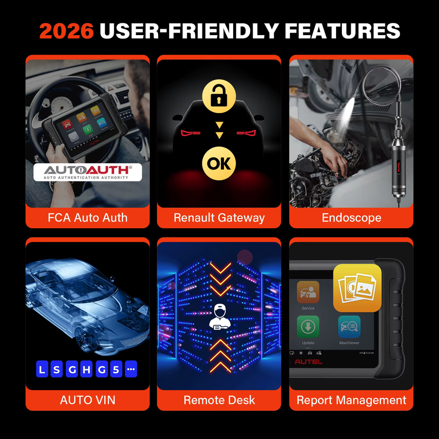 Autel MK808S OBD2 Diagnose-Autoscanner-Tool in Schwarz mit System- und Servicefunktionen wie Ölwechsel, EPB, BMS, SAS, DPF und TPMS - Bild 4
