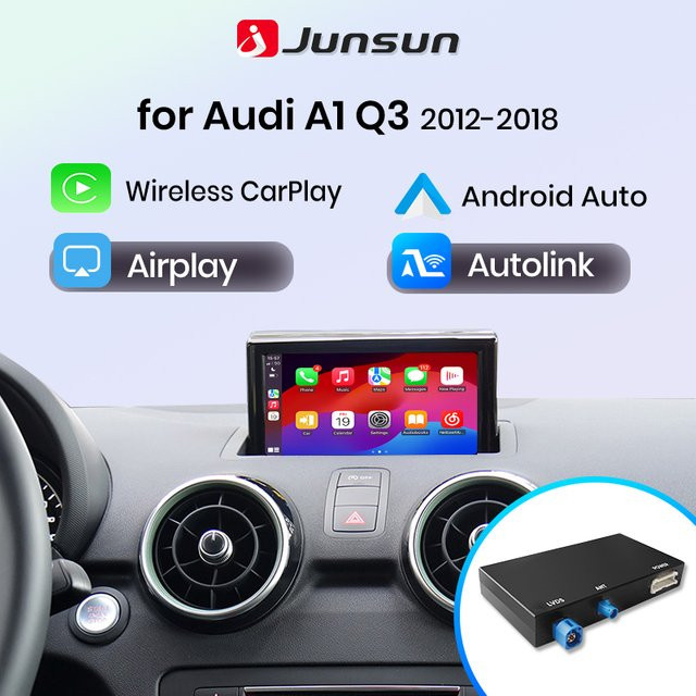 Junsun Wireless CarPlay und Android Auto Interface Adapter für Audi A1 und Q3 (2012-2018) mit Bluetooth und AirPlay in Schwarz - Bild 1