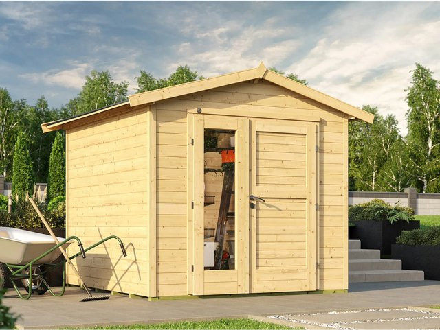 WEKA Gartenhaus 224 A aus Massivholz mit Satteldach in Beige, B/H/T: 280 x 238 x 263 cm - Bild 1