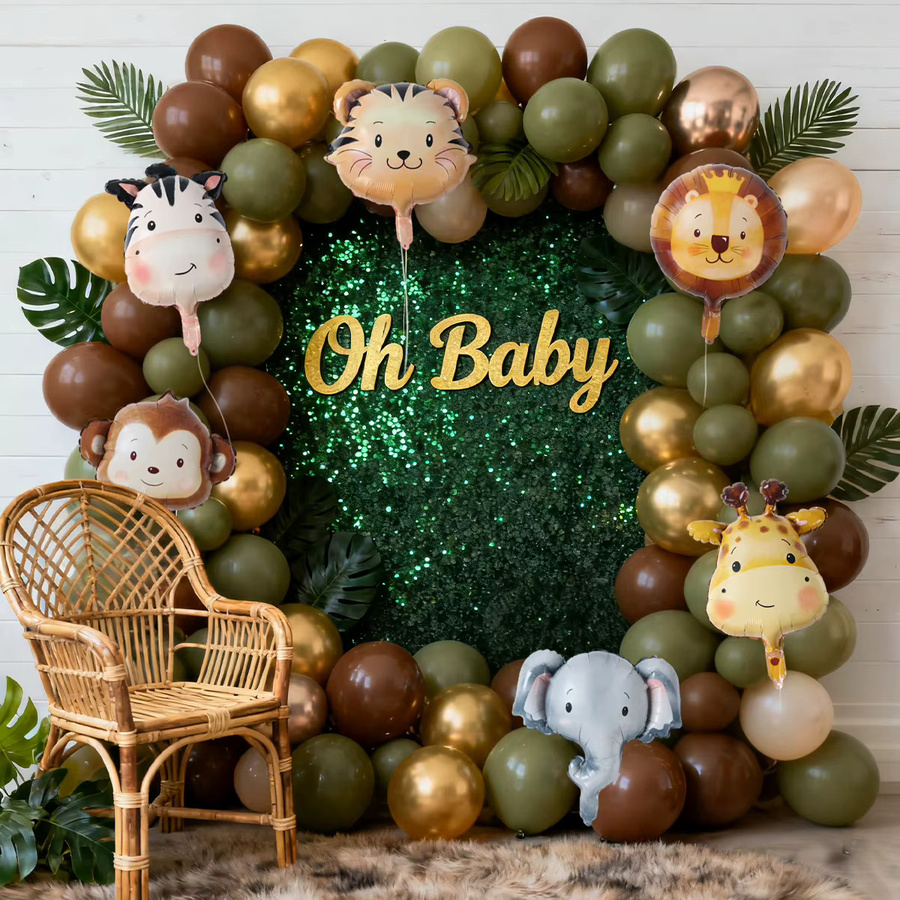 QIFU Dschungeltier-Kopf Folienballons in Mehrfarbig für Safari-Geburtstagsfeiern und Babypartys - Bild 2