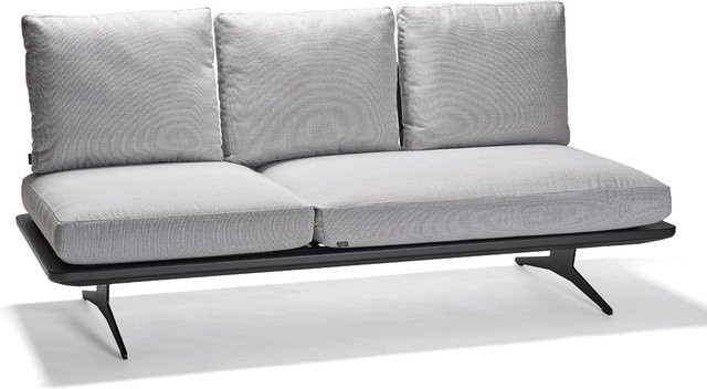Stern Lounge Liege Enya aus Aluminium in Anthrazit Matt mit perlgrauen Rückenteilen und Kissenset aus 100% Polyacryl - Bild 1