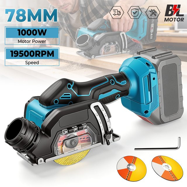 Makita Akku-Kompakt-Trennschleifer mit bürstenlosem Motor, Mini-Winkelschleifer 78 mm, 19500 RPM, Blau, kompatibel mit Makita LXT Akkus - Bild 1