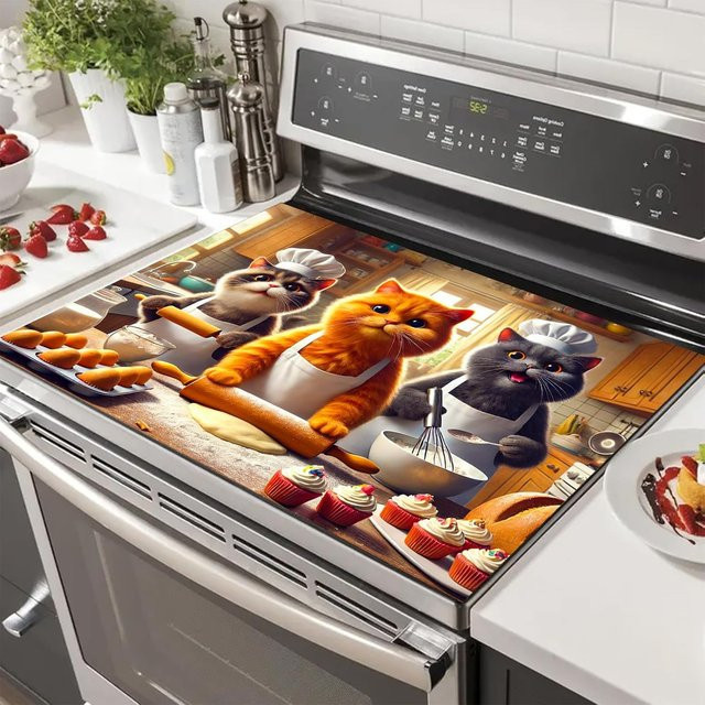 Cat Chef Herdabdeckung aus Diatomit für elektrische Glaskeramik-Kochfelder, hitzebeständig und rutschfest, multicolour - Bild 1