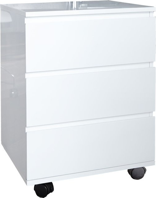 Rollcontainer riess-ambiente BIG DEAL in Weiß Hochglanz mit 3 Schubladen und Leichtlaufrollen, Breite: 45 cm - Bild 1