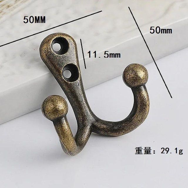 2 Sets Doppelkopf-Haken von Yiran Furniture zur Wand- oder Türmontage aus Zink, Schwarz/Silber/Antikbronze, Halter für Mäntel, Schlüssel, Taschen und Handtücher - Bild 1