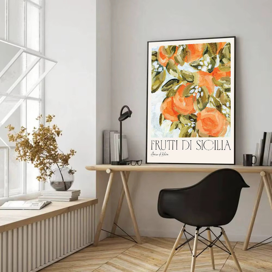 Kayou Frutti Di Sicilia Poster, selbstklebender floraler Papieraufkleber in Mehrfarbig, Wanddekoration mit mediterranem Blumenmotiv, B/H: 15 x 15 cm - Bild 3