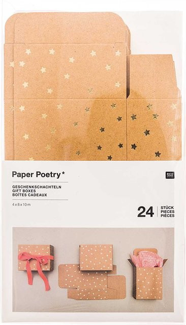 Rico Design Paper Poetry Adventskalender Boxen Set 24-teilig in Natur und Gold - Bild 1