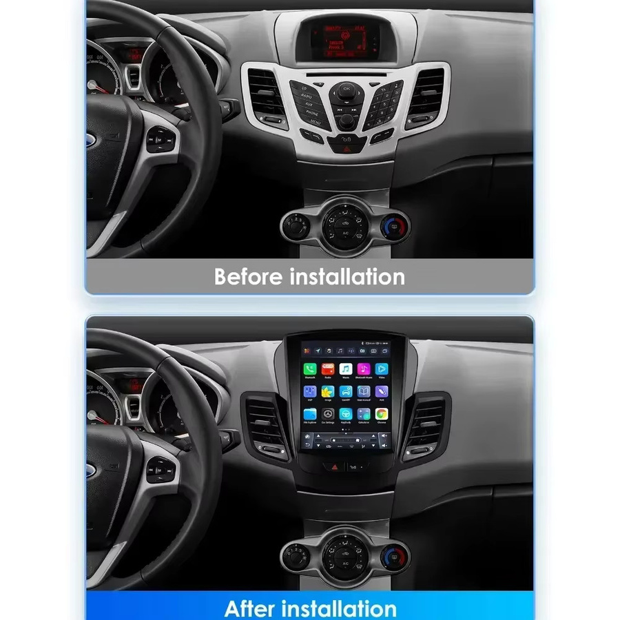 OSSURET Android Autoradio für Ford Fiesta 2009-2017 mit 9.7 Zoll vertikalem Touchscreen, Multimedia Video, GPS und Carplay in Schwarz - Bild 2