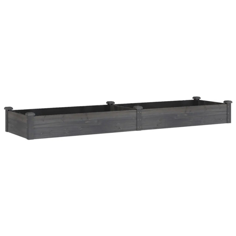 vidaXL Hochbeet aus Massivholz Tanne in Grau, B/T/H: 240 x 60 x 25 cm - Bild 2