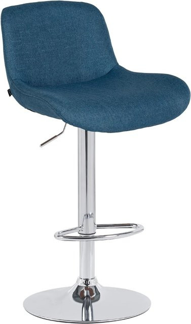 DELUKE Barhocker PONOR, höhenverstellbarer Barstuhl aus blauem Samt mit Lehne und 360 Grad Drehbarkeit, Farbe: Blau/Silber, B/T/H: 50 x 50 x 85 cm - Bild 1