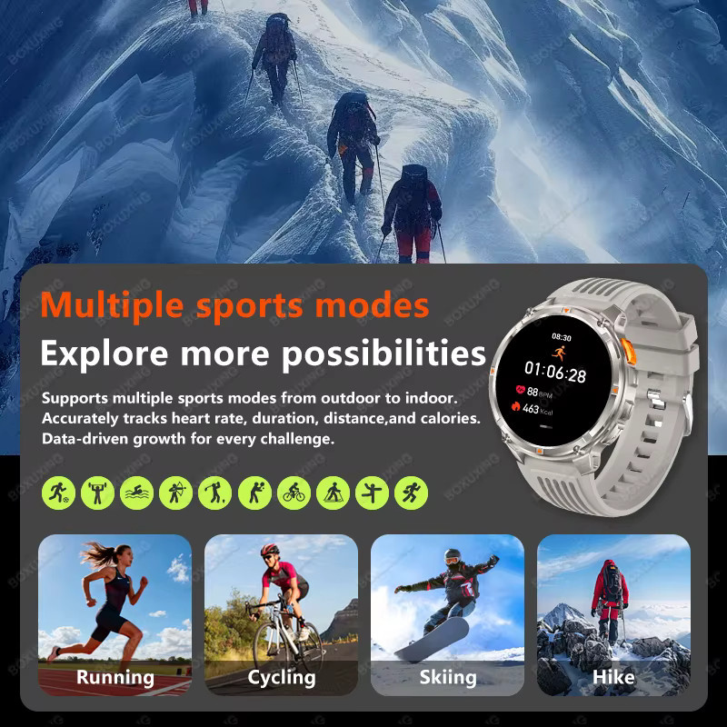 BOXUXING Smartwatch, Schwarz, Silikon, Herren - Bild 4