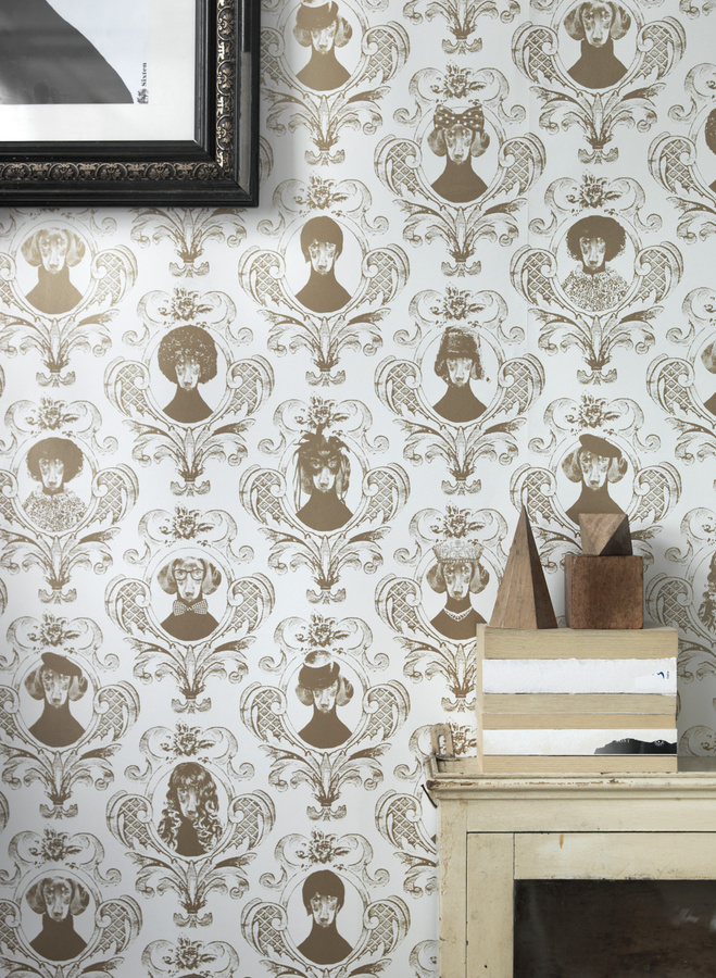 Studio Lisa Bengtsson Tapete Tillsammans Gold mit Tiermotiv im skandinavischen Design - Bild 1