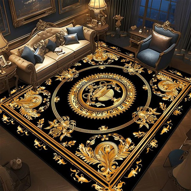 Karpetti Teppich in Gold mit Streifenmuster, waschbar und rutschfest, B/T: 140 x 200 cm - Bild 1