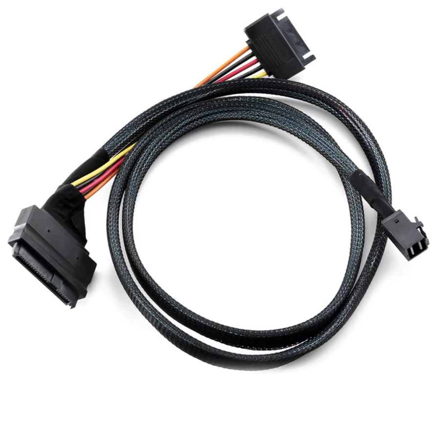 OULLX Mini SAS HD SFF-8643 zu SAS 8639 SATA 15p Konvertierungskabel Y-Form in Schwarz, Länge: 50 cm - Bild 3