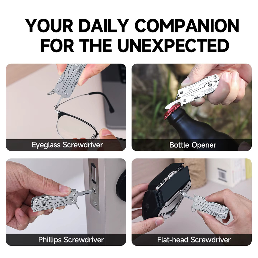 NexTool Mini Sailor Scissors S0 8-in-1 Mikro-Schlüsselanhänger-Multitool in Silber als tragbares und faltbares EDC-Taschenwerkzeug - Bild 5