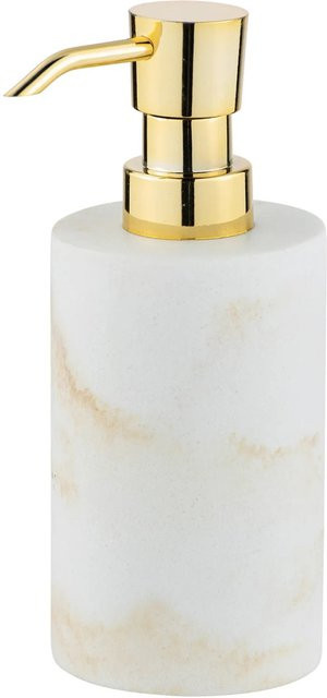 Wenko Seifenspender Odos aus Polyresin in Weiß und Gold, H x B x T: 18 x 7 x 10 cm - Bild 1