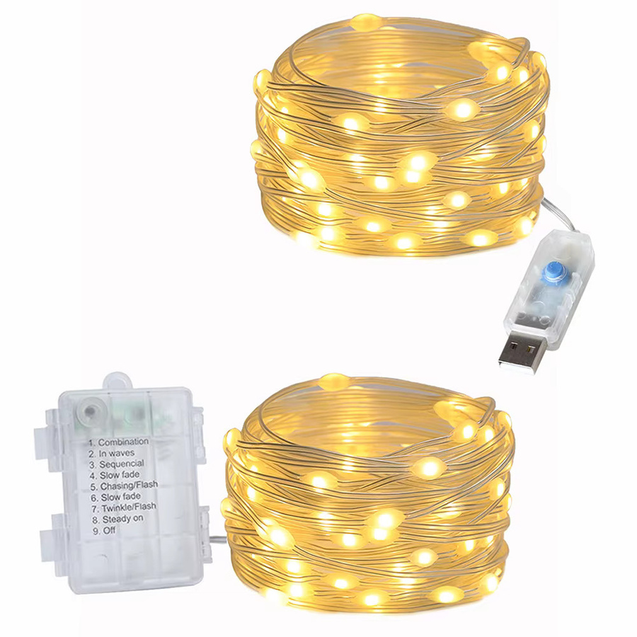 KIKIELF LED Lichterkette Warmweiß mit USB und Batteriebetrieb für Dekoration bei Hochzeit, Weihnachten, Silvester und Party - Bild 2
