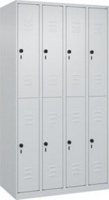C+P Doppelstock-Spind Classic PLUS mit 4 Abteilen, Grau, H x B x T: 185 x 100 x 50 cm - Bild 1