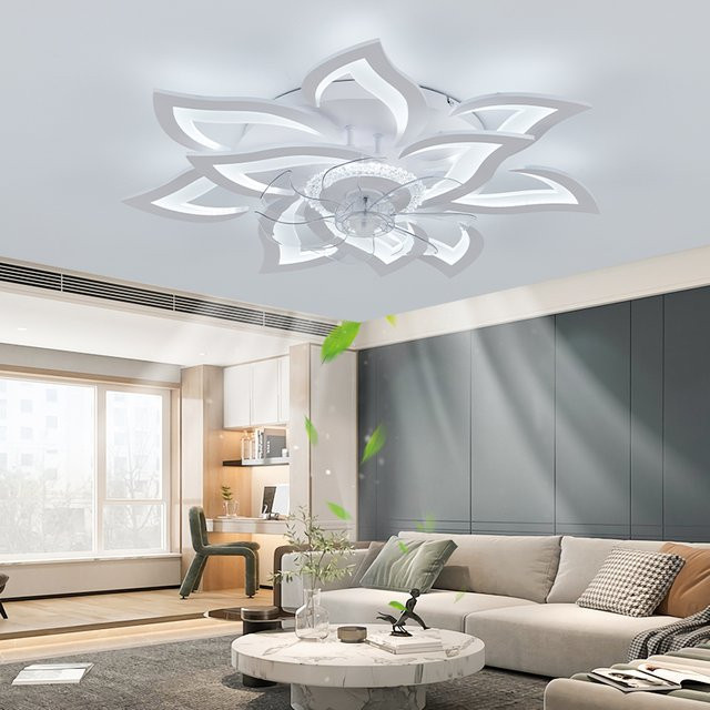 IRALAN Moderne LED Deckenventilator Lampe mit Fernbedienung in Weiß für Schlafzimmer und Esszimmer - Bild 1