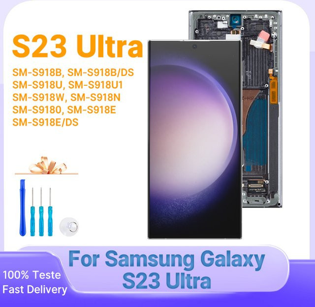 Samsung AMOLED Display mit Touchscreen Digitizer Ersatz für Galaxy S23 Ultra SM-S918B SM-S918U in Schwarz - Bild 1