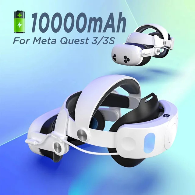 Tahnuhna Akku-Komfort-Kopfgurt für Meta Quest 3/3s Ersatz-Elite-Gurt mit 10000 mAh und PD18W in Weiß - Bild 1
