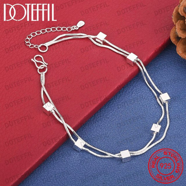 DOTEFFIL Armband, 925 Sterling Silber, doppelschichtig, Schlangenketten, Damen - Bild 1