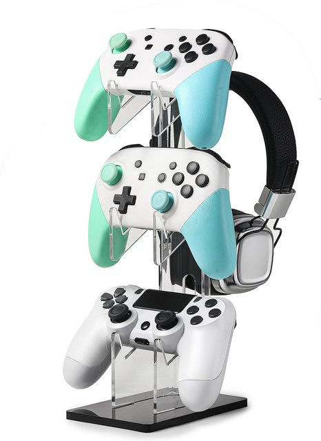 LOKPAD Universalständer für Gaming-Controller und Kopfhörer, dreischichtig, transparent, passend für Xbox, PS4, PS5 und Nintendo Switch - Bild 1