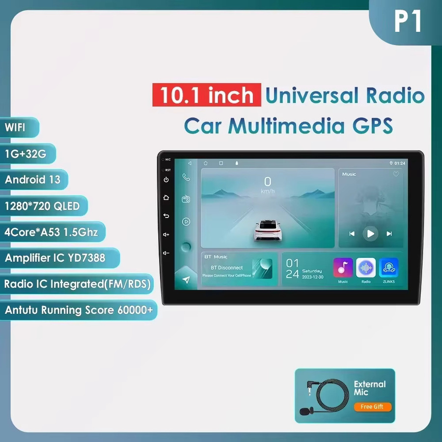Hizpo Universal 2Din Android 13 Autoradio mit 10,1 Zoll Display, Carplay, 4G, WiFi, Bluetooth und GPS Navigation in Schwarz - Bild 5