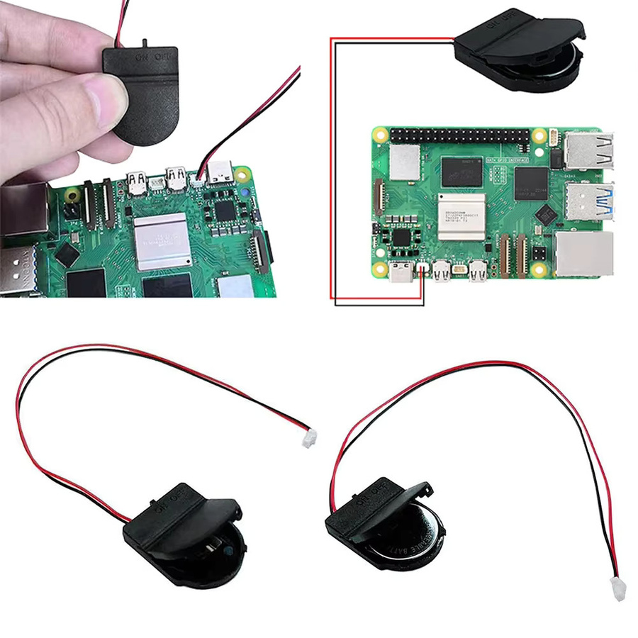 Shunmaii RTC Batterie Box für Raspberry Pi 5 Echtzeituhr Halter in Schwarz - Bild 2