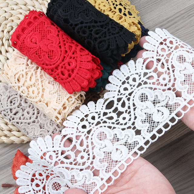 Wusmart Spitzenband mit Blumenstickerei in Pink, 3 Meter lang, Breite: 10 cm, handgefertigtes Bastelmaterial für DIY-Bekleidung und Nähstoffe - Bild 1