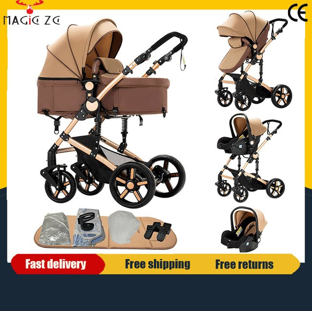 Magic ZC 3-in-1 Kinderwagen mit Autositz und Buggy, faltbares Reisesystem, Schwarz - Bild 1