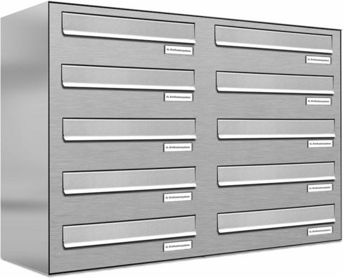 AL Briefkasten für 10 Parteien mit Zaundurchwurf, silberfarben, B/H/T: 153,241 x 57,5 x 27,5 cm - Bild 1
